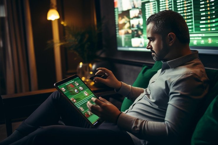 Ilustrasi pertandingan sepak bola kompetitif di Indonesia menampilkan aksi pemain